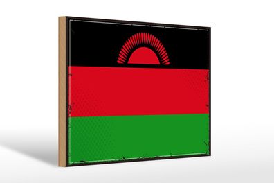 Holzschild Flagge Malawis 30x20 cm Retro Flag of Malawi Deko Schild wooden sign