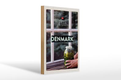 Holzschild Reise 20x30cm Dänemark Gurken im Glas Fenster Deko Schild wooden sign