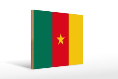 Holzschild Flagge Kameruns 40x30 cm Flag of Cameroon Deko Schild wooden sign