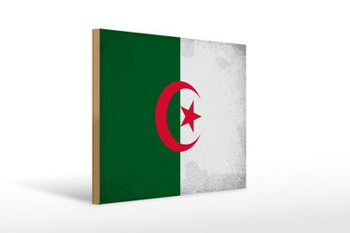 Holzschild Flagge Algerien 40x30 cm Flag Algeria Vintage Schild wooden sign