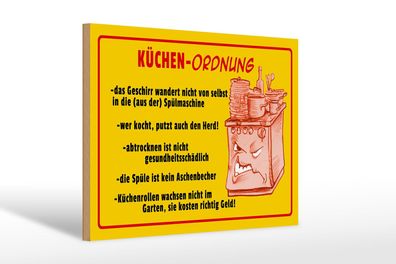 Holzschild Hinweis 30x20 cm Küchen Ordnung Geschirr Spüle Deko Schild wooden sign