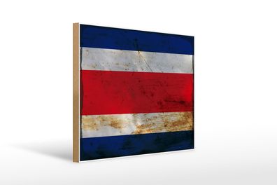 Holzschild Flagge Costa Rica 40x30 cm Costa Rica Rost Deko Schild wooden sign