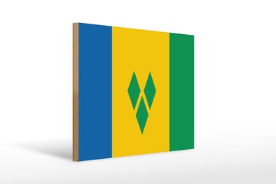 Holzschild Flagge Saint Vincent und Grenadinen 40x30 cm Deko Schild wooden sign