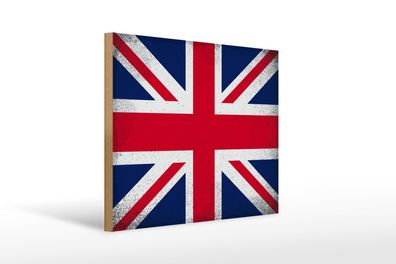 Holzschild Flagge Union Jack 40x30 cm United Kingdom Vintag Schild wooden sign