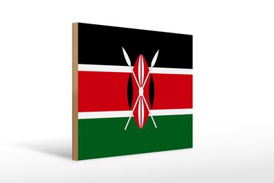 Holzschild Flagge Kenias 40x30 cm Flag of Kenya Holz Deko Schild wooden sign