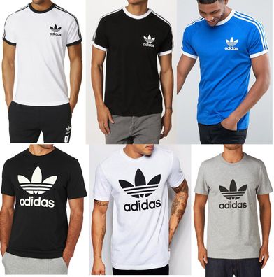 Adidas California Herren Rundhals T-shirt Trefoil Kurzarm Tshirt BLau