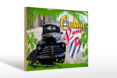 Holzschild Cuban 30x20 cm Love Auto Fingerabdruck Holz Deko Schild wooden sign