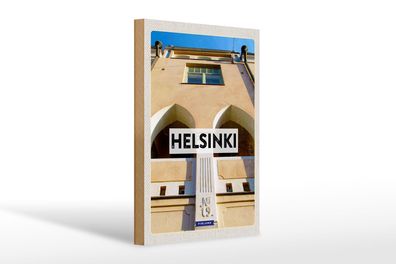 Holzschild Reise 20x30 cm Helsinki Finnland Gebäude Urlaub Schild wooden sign
