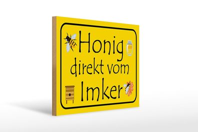 Holzschild Hinweis 40x30 cm Honig direkt vom Imker Holz Deko Schild wooden sign