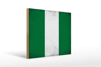 Holzschild Flagge Nigeria 40x30 cm Flag of Nigeria Vintage Schild wooden sign