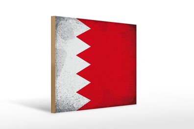 Holzschild Flagge Bahrain 40x30 cm Flag of Bahrain Vintage Schild wooden sign
