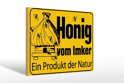 Holzschild Hinweis 30x20 cm Honig vom Imker Naturprodukt Deko Schild wooden sign