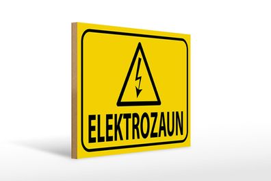 Holzschild Hinweis 40x30cm Elektrozaun Warnschild Vorsicht Schild wooden sign