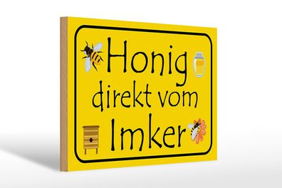 Holzschild Hinweis 30x20 cm Honig direkt vom Imker Holz Deko Schild wooden sign