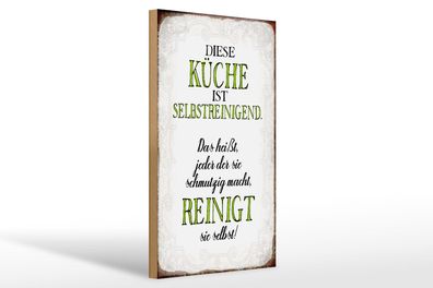 Holzschild Spruch 20x30cm diese Küche ist selbstreinigend Schild wooden sign