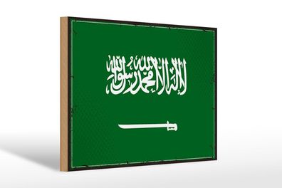 Holzschild Flagge Saudi-Arabien 30x20cm Retro Saudi Arabia Deko Schild wooden sign