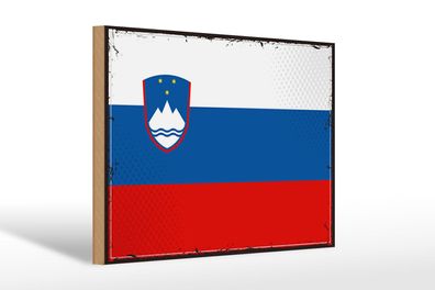 Holzschild Flagge Sloweniens 30x20 cm Retro Flag Slovenia Deko Schild wooden sign