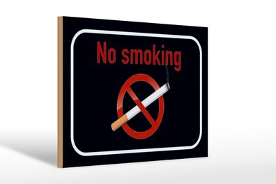 Holzschild Hinweis 30x20 cm No smoking Rauchverbot Holz Deko Schild wooden sign