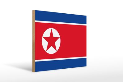 Holzschild Flagge Nordkoreas 40x30 cm Flag of North Korea Schild wooden sign