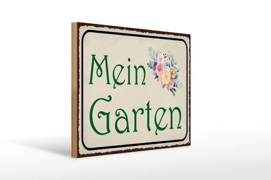 Holzschild Spruch 40x30 cm mein Garten Geschenk Holz Deko Schild wooden sign