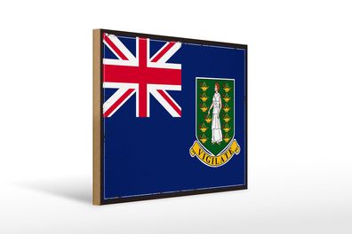 Holzschild Flagge Britischen Jungferninseln 40x30 cm Retro Schild wooden sign