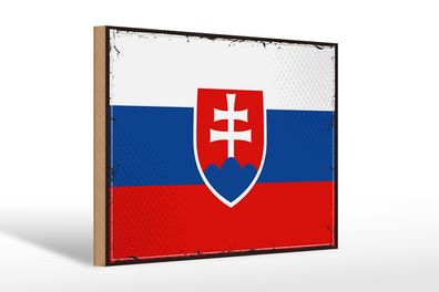 Holzschild Flagge Slowakei 30x20 cm Retro Flag of Slovakia Deko Schild wooden sign