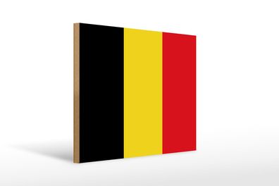 Holzschild Flagge Belgiens 40x30 cm Flag of Belgium Deko Schild wooden sign