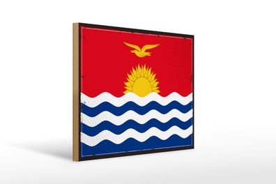 Holzschild Flagge Kiribatis 40x30cm Retro Flag of Kiribati Schild wooden sign