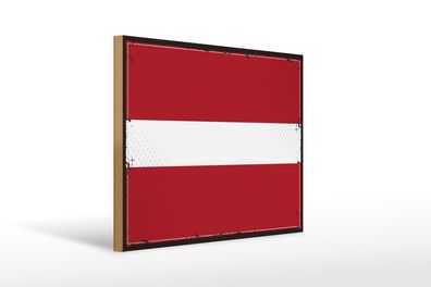 Holzschild Flagge Lettlands 40x30 cm Retro Flag of Latvia Schild wooden sign