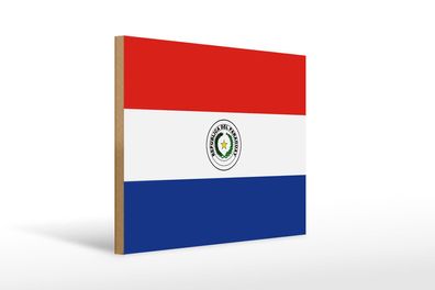 Holzschild Flagge Paraguays 40x30 cm Flag of Paraguay Deko Schild wooden sign