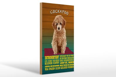 Holzschild Spruch 20x30 cm Cockapoo Hund kleiner Clown Deko Schild wooden sign