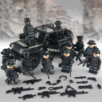 Armee Soldaten Jeep SWAT Bausteine US-Army Werkzeug Militär WaffeCobi LEGO kompatibel