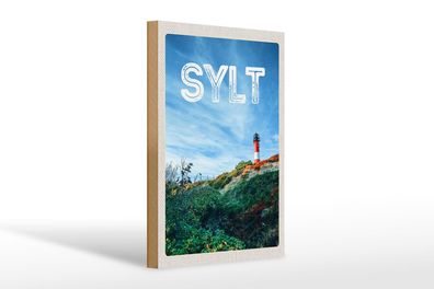 Holzschild Reise 20x30 cm Sylt Insel Deutschland Leuchtturm Schild wooden sign