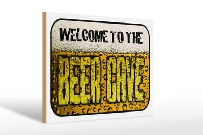 Holzschild Bier 30x20 cm welcome to the beer cave Holz Deko Schild wooden sign
