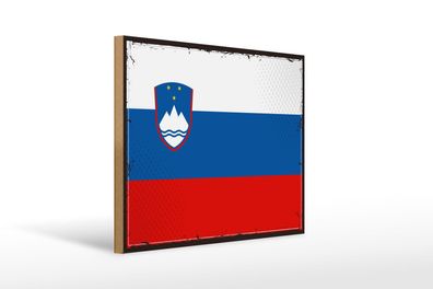 Holzschild Flagge Sloweniens 40x30 cm Retro Flag Slovenia Schild wooden sign