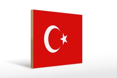 Holzschild Flagge Türkei 40x30 cm Flag of Turkey Holz Deko Schild wooden sign