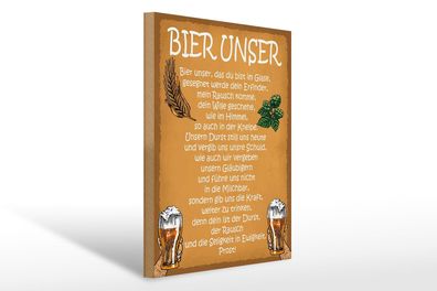 Holzschild Spruch 30x40 cm Bier unser in Ewigkeit Prost Deko Schild wooden sign