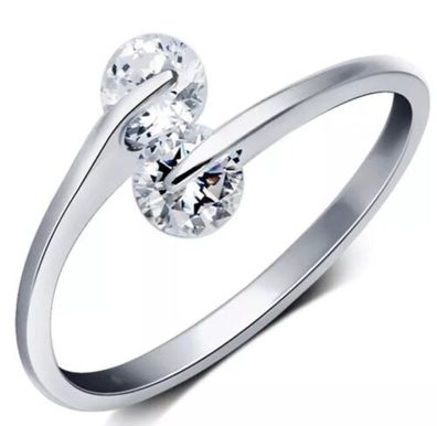 Ring Swarowski Zirkonia Silber größenverstellbar Verlobung Hochzeit Open Offen