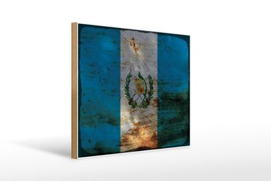 Holzschild Flagge Guatemala 40x30 cm Flag Guatemala Rost Deko Schild wooden sign