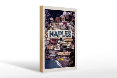 Holzschild Reise 20x30cm Naples Italy Neapel guide of city Meer Schild wooden sign