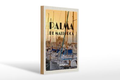 Holzschild Reise 20x30 cm Palma de Mallorca Yachten Meer Deko Schild wooden sign