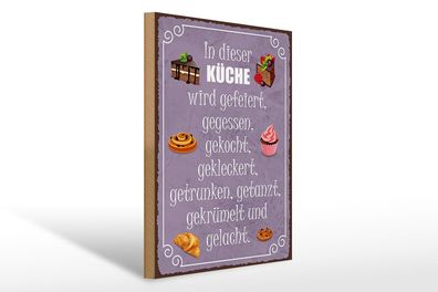 Holzschild Spruch 30x40 cm in dieser Küche wird gefeiert Deko Schild wooden sign