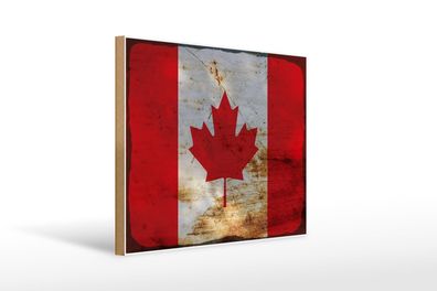 Holzschild Flagge Kanada 40x30 cm Flag of Canada Rost Deko Schild wooden sign