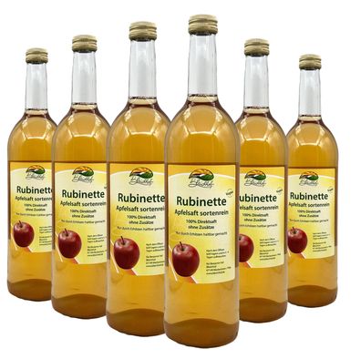 Bleichhof Apfelsaft Rubinette, 100% Direktsaft, sortenrein, 6er Pack (6 x 0,72l)