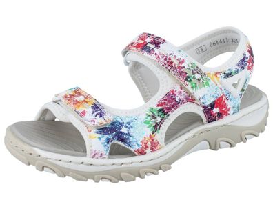 RIEKER Damen Trekkingsandale Flowerbed Scuba bunt multi Kunstleder