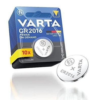 VARTA Batterien Knopfzellen CR2016 1 x 10 Stück Power on Demand Lithium 3V