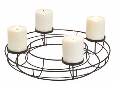 Metall Advents Kranz schwarz - 38 cm - Tisch Deko Kerzen Halter Ständer ohne Docht