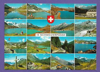 Postkarte Schweiz Sehenswertes 16 Schweizer Pässe unbenutzt