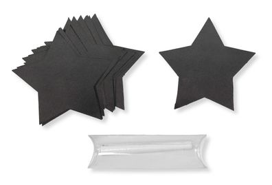 Tafelsticker Sterne schwarz, Weihnachtsaufkleber, Ø: 8cm, 15 Stück, mit Kreide