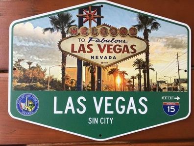 Metallschild SIN CITY Welcome to Fabulous Las Vegas 29x22 The Strip